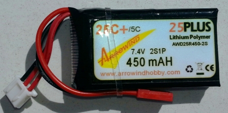 AH 450mAh-7.4V 25C Lipo Battery (image for) AH 450mAh-7.4V 25C Lipo Battery