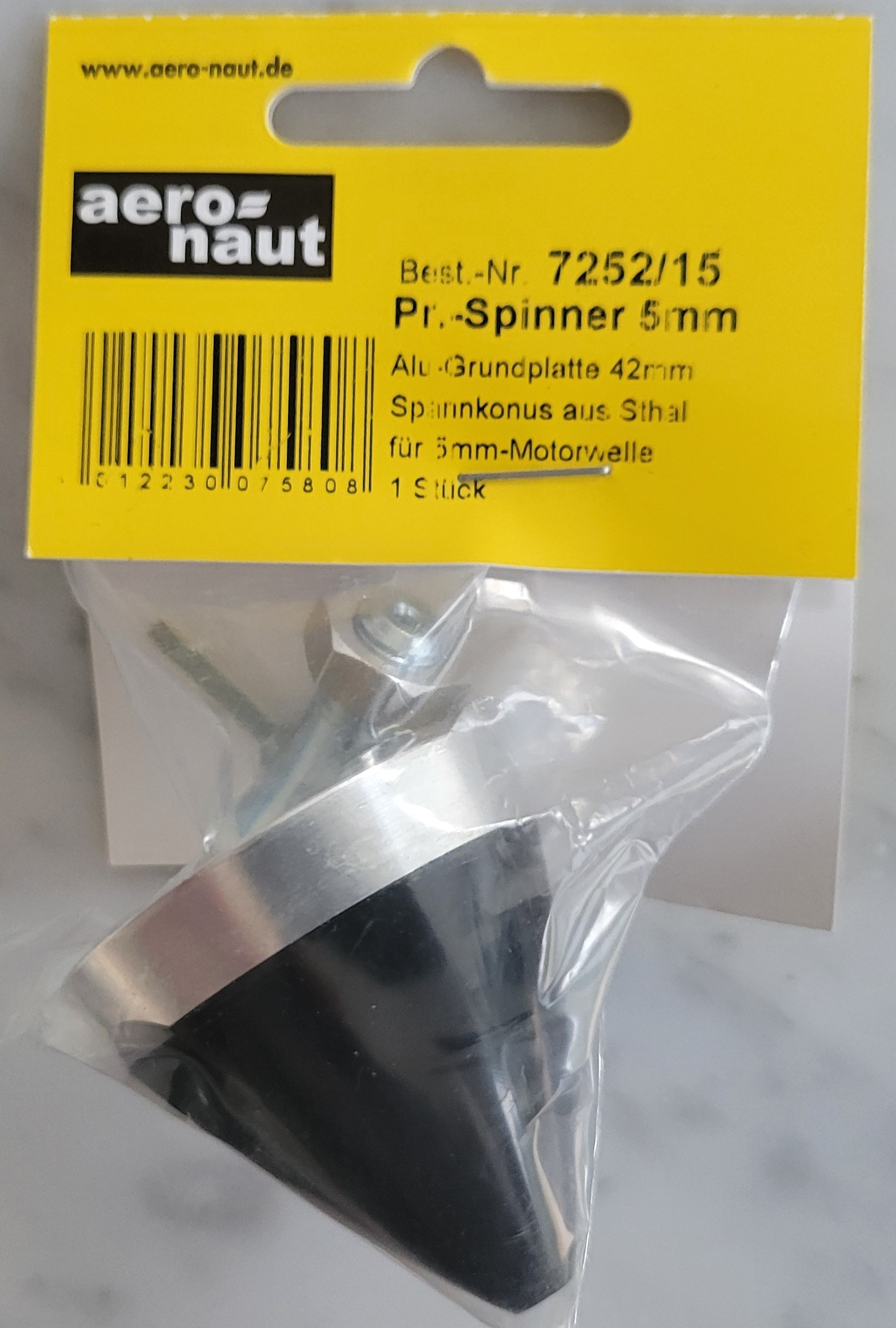 (image for) AERO-NAUT # 7252/15 42mm DIA. BLACK CONE 2-BL SPINNER-ALU BKPLAT