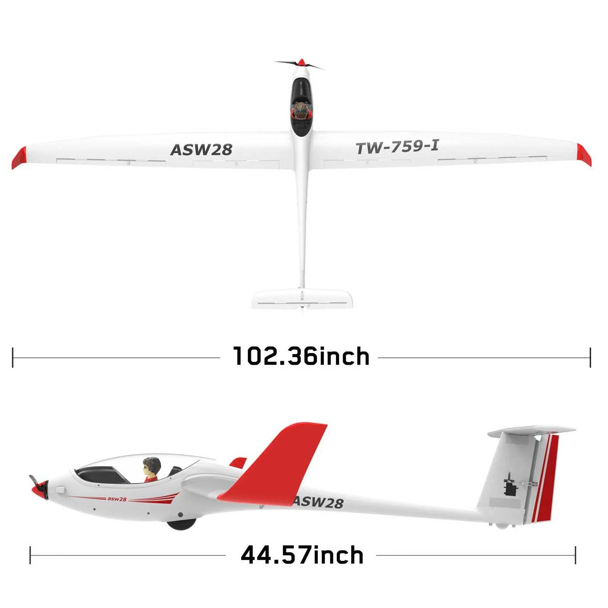 Volantex ASW-28 EP PNP SEMI SCALE e-GLIDER 2.6m - Click Image to Close