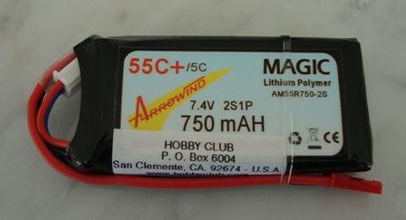 AH 750mAh 2S 55C Lipo Battery - Click Image to Close