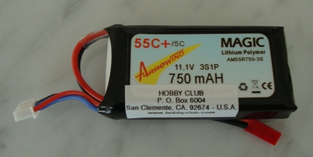 AH 750mAh 3S 55C Lipo Battery - Click Image to Close