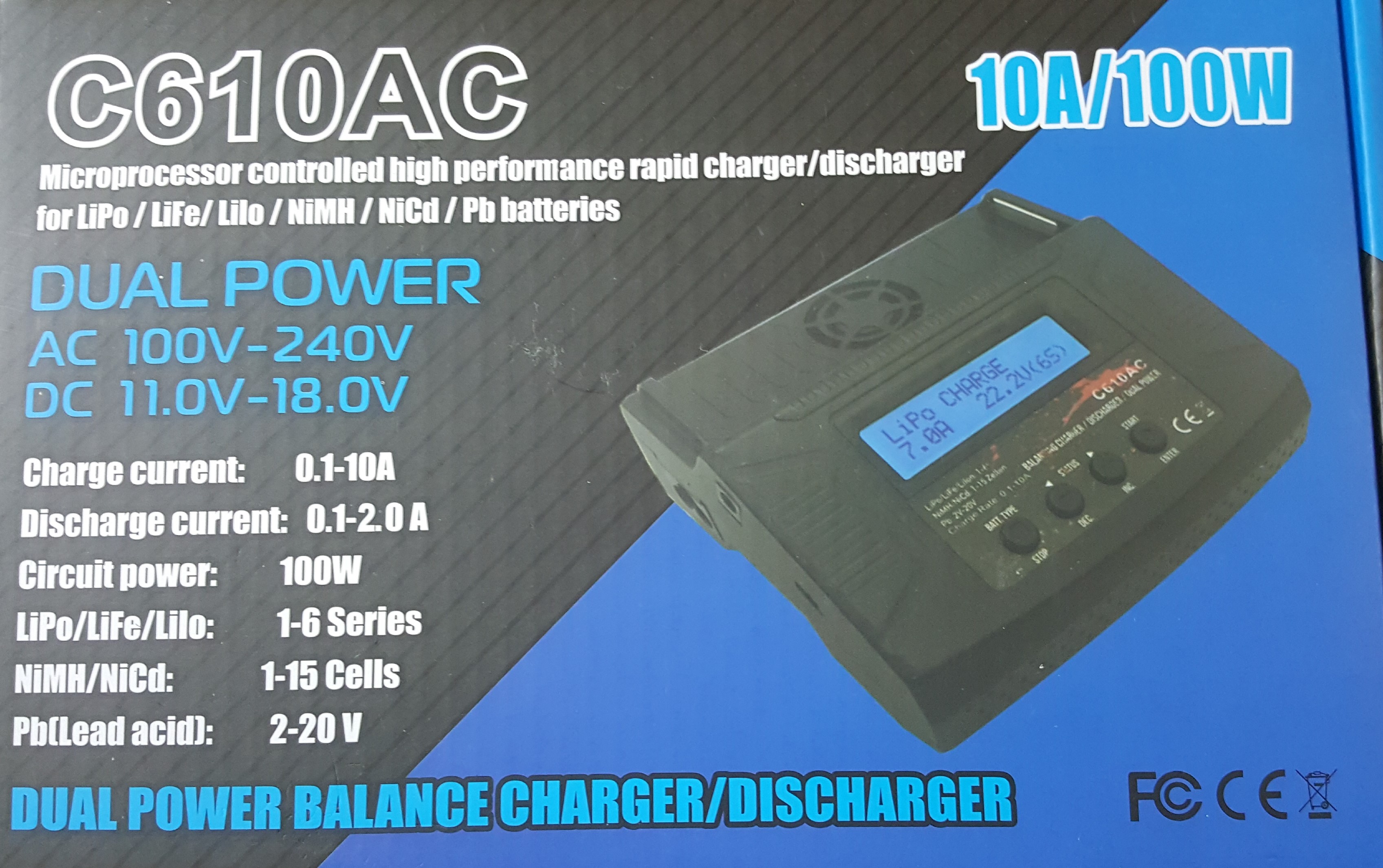 HC-C610AC Multiple Battery Smart Charger AC/DC 100W - Click Image to Close