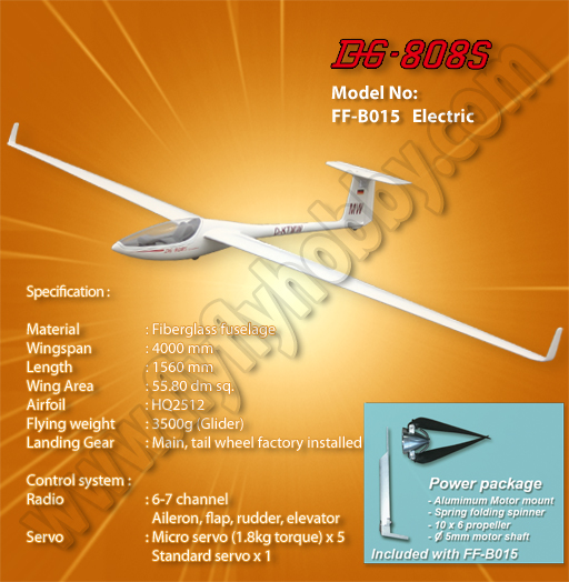 HC-FF DG-808S ARF 4m Semi Scale Electro Glider