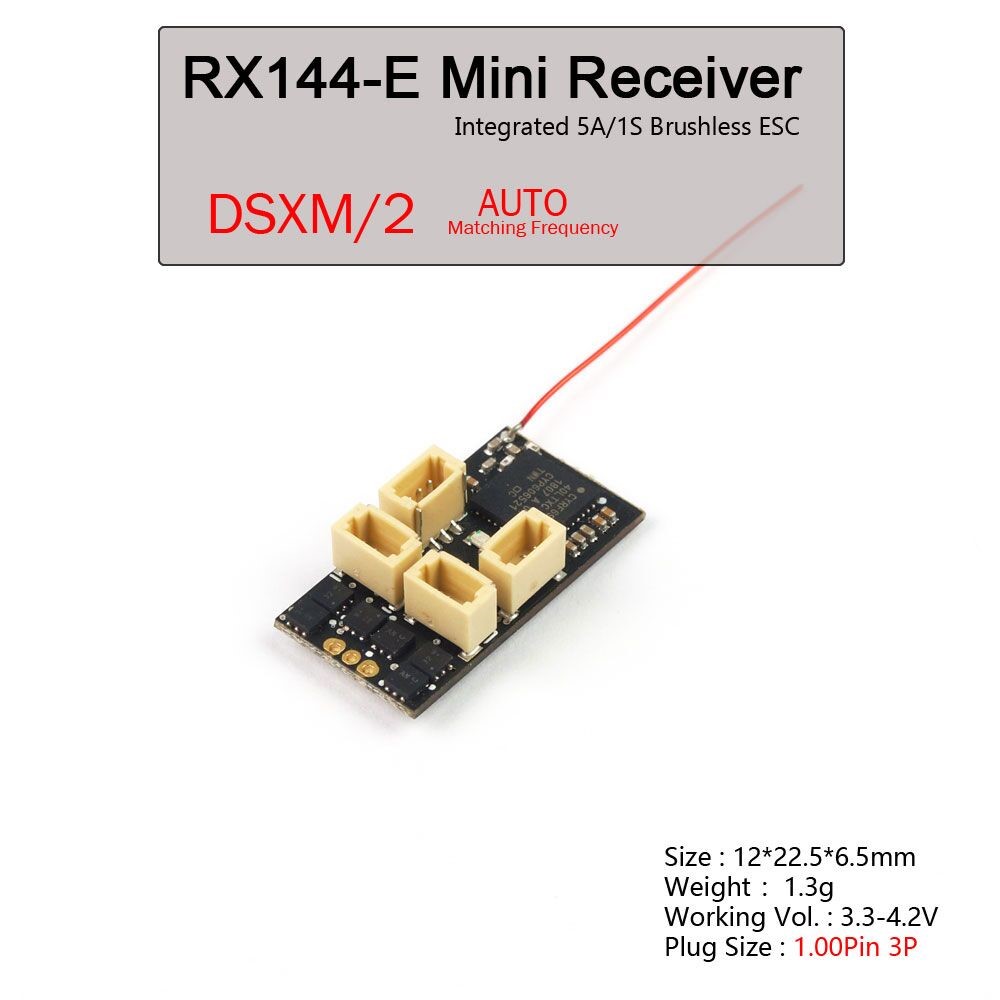 AEO-HC 144-E 5Ch Micro Rx, BRUSHED ESC Built-in 5A/1S, DSMX/DSM2 - Click Image to Close