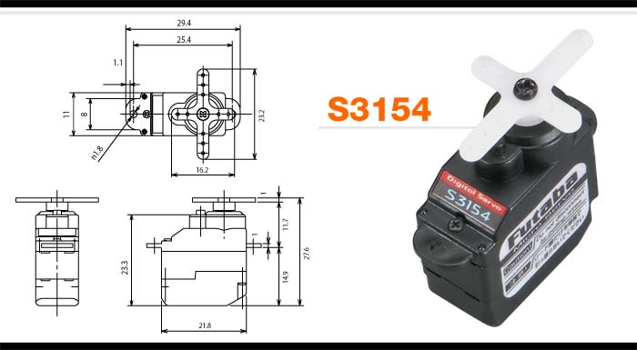 Futaba S3154 Hi Torque/Speed Micro Digital Servo - Click Image to Close