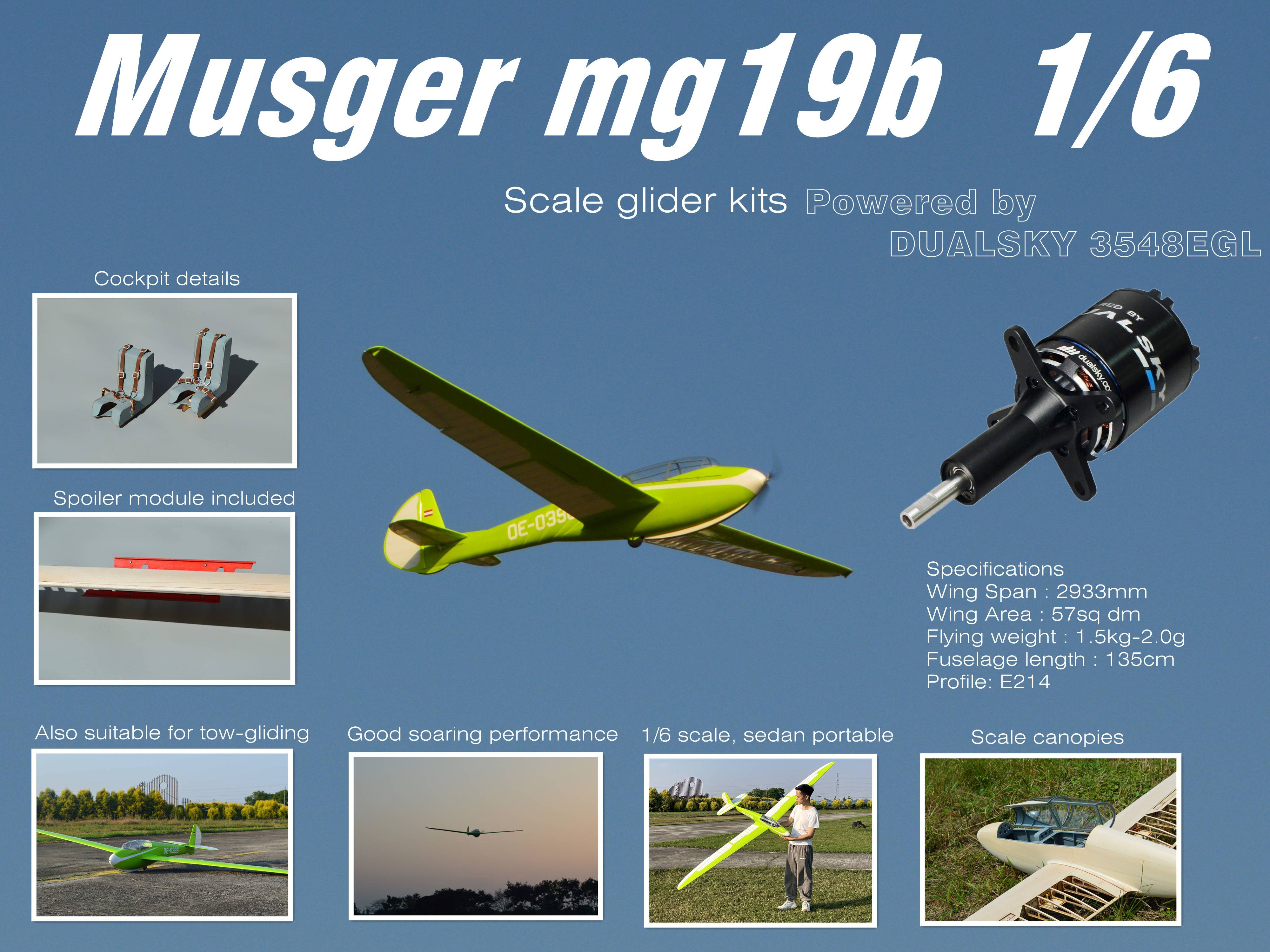 (image for) HC-TR 1:6 MUSGER MG19b SCALE GLIDER KIT